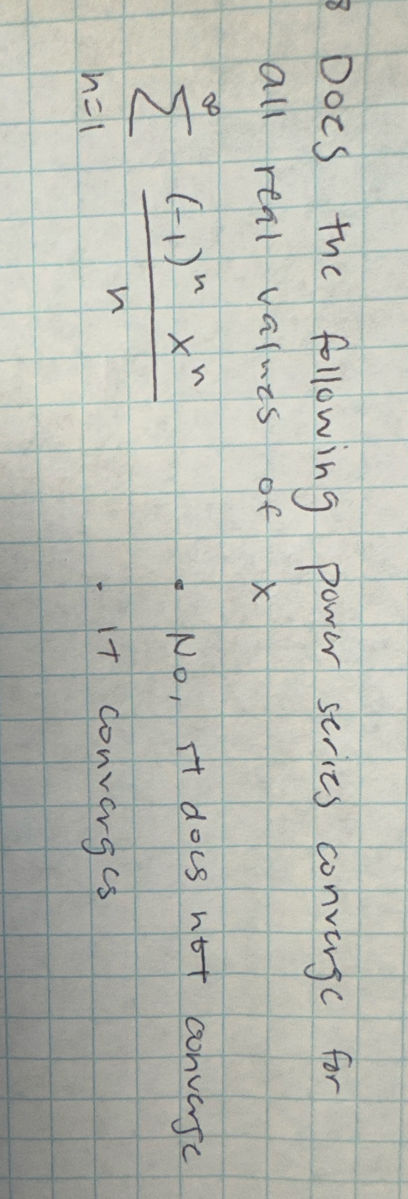 Does the following power series converge for all