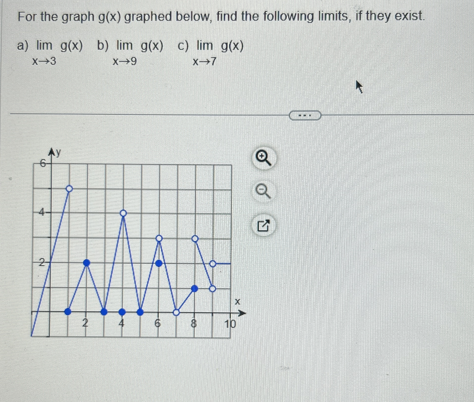 For the graph g ( x ) graphed below, find the