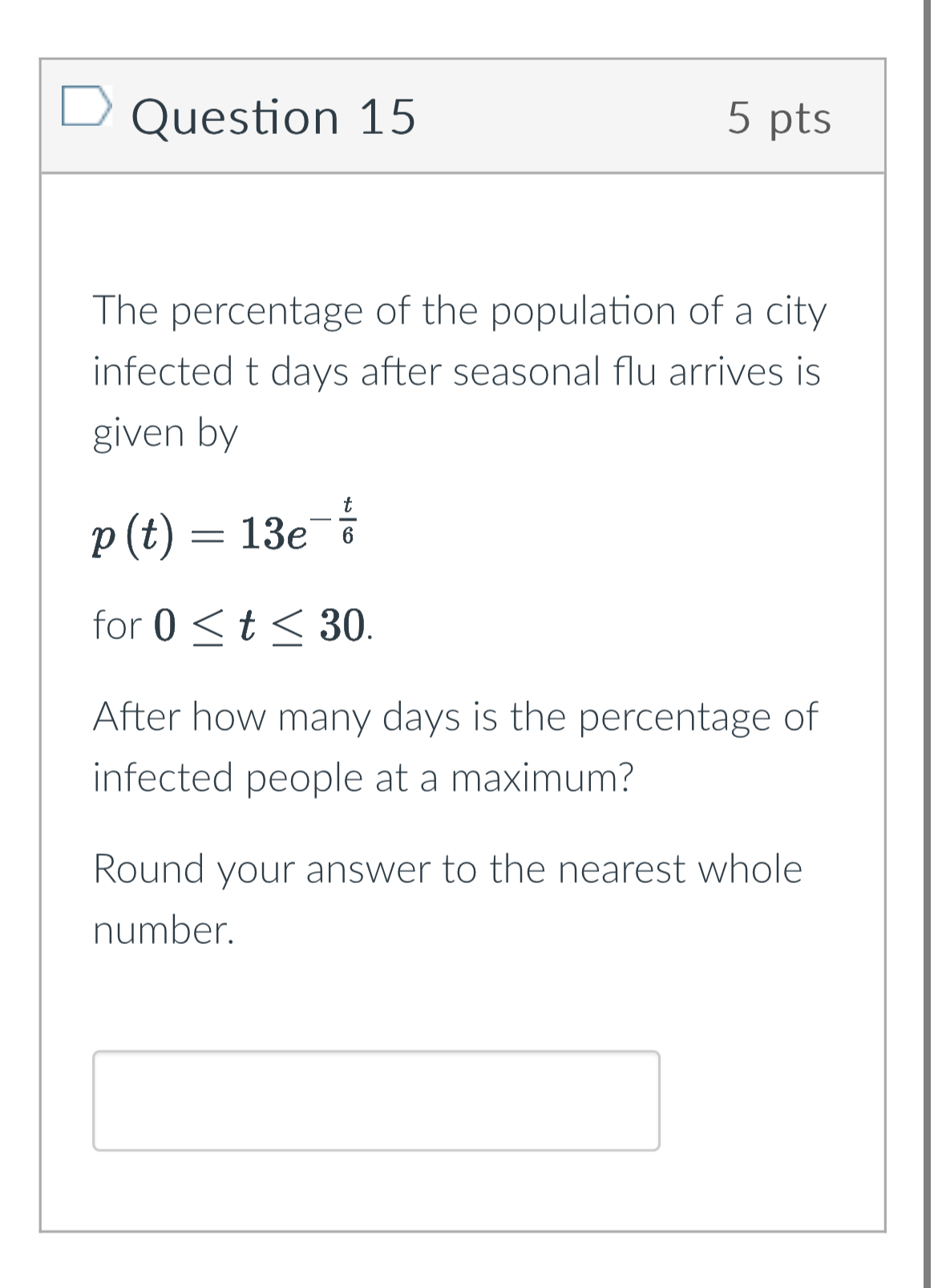 Question 1 5 5 pts The percentage of the