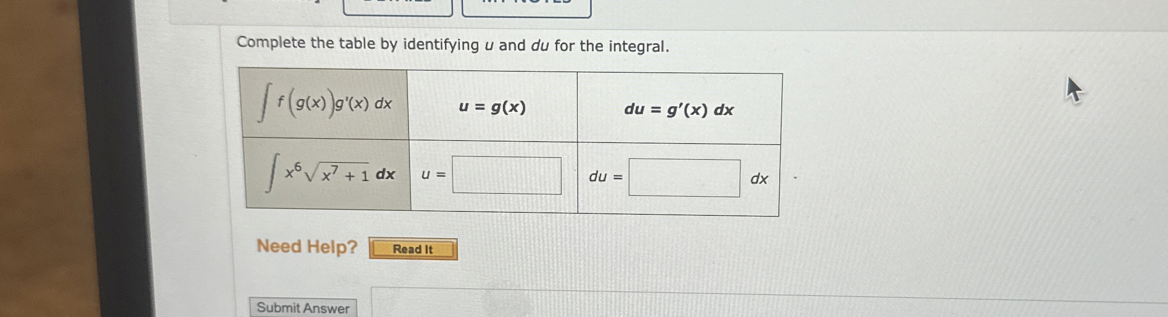 Completa la tabla identificandou ydu para la