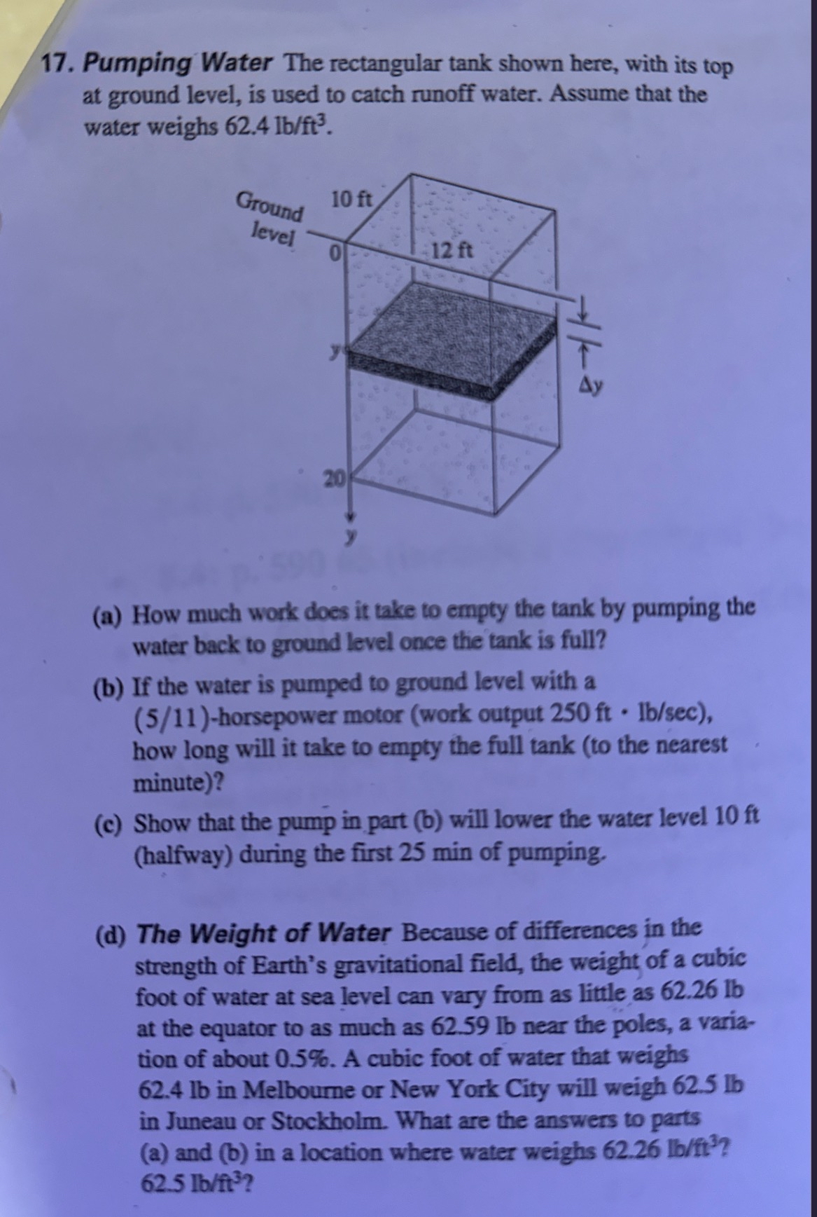 Pumping Water The rectangular tank shown here,