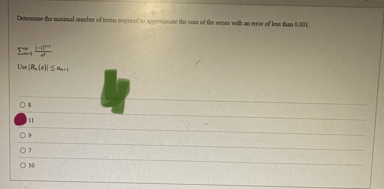 Determine the minimal number of terms required to