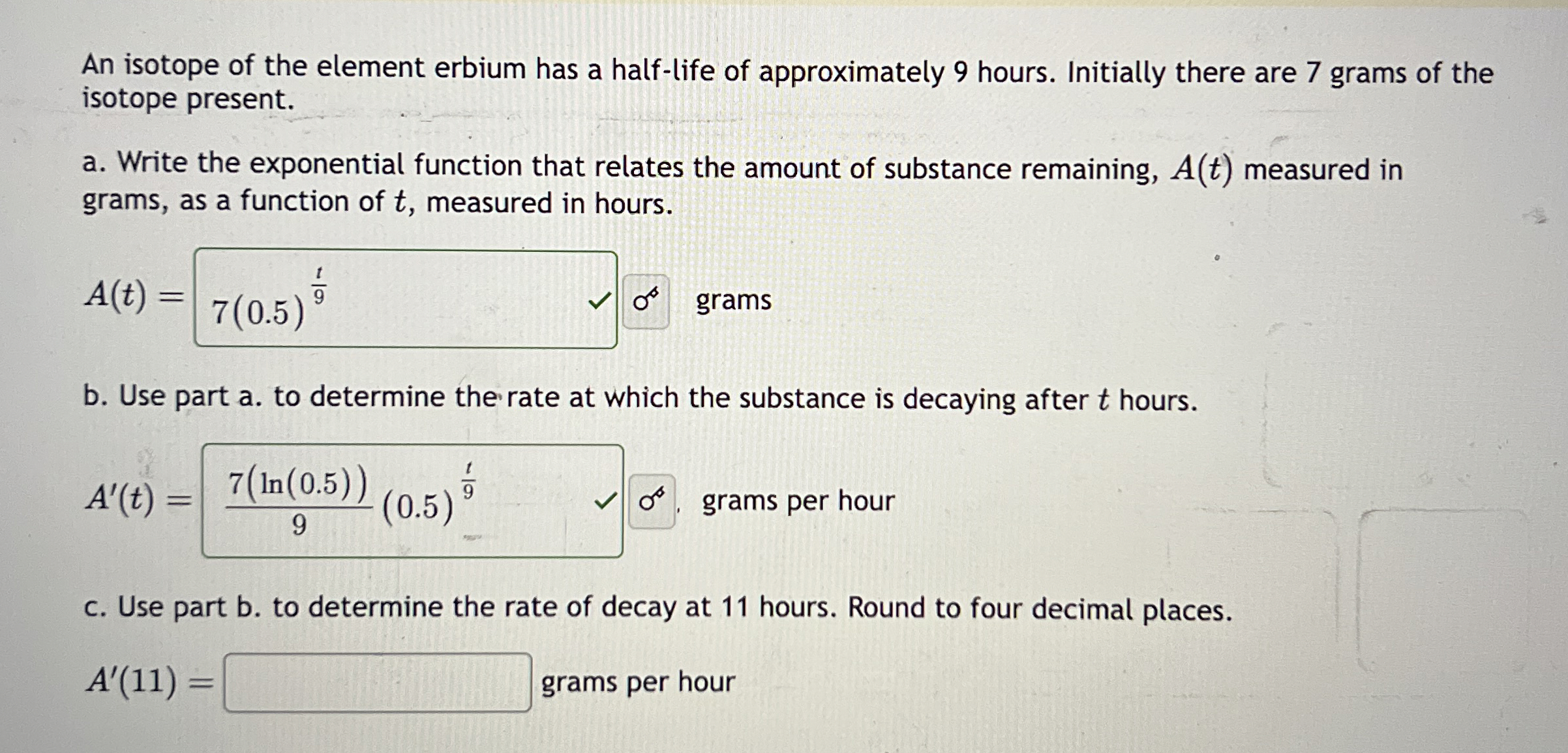 An isotope of the element erbium has a half -