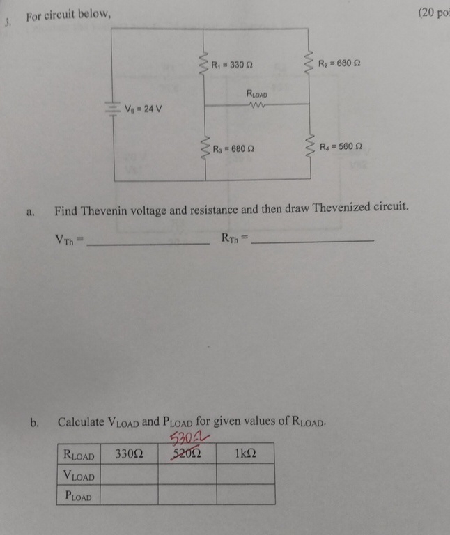 For circuit bel ( 2 0 po a . Find Thevenin