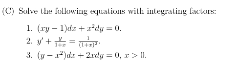 ( C ) Solve the following equations with