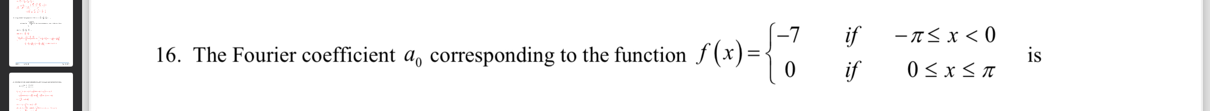 The Fourier coefficient a 0 corresponding to the