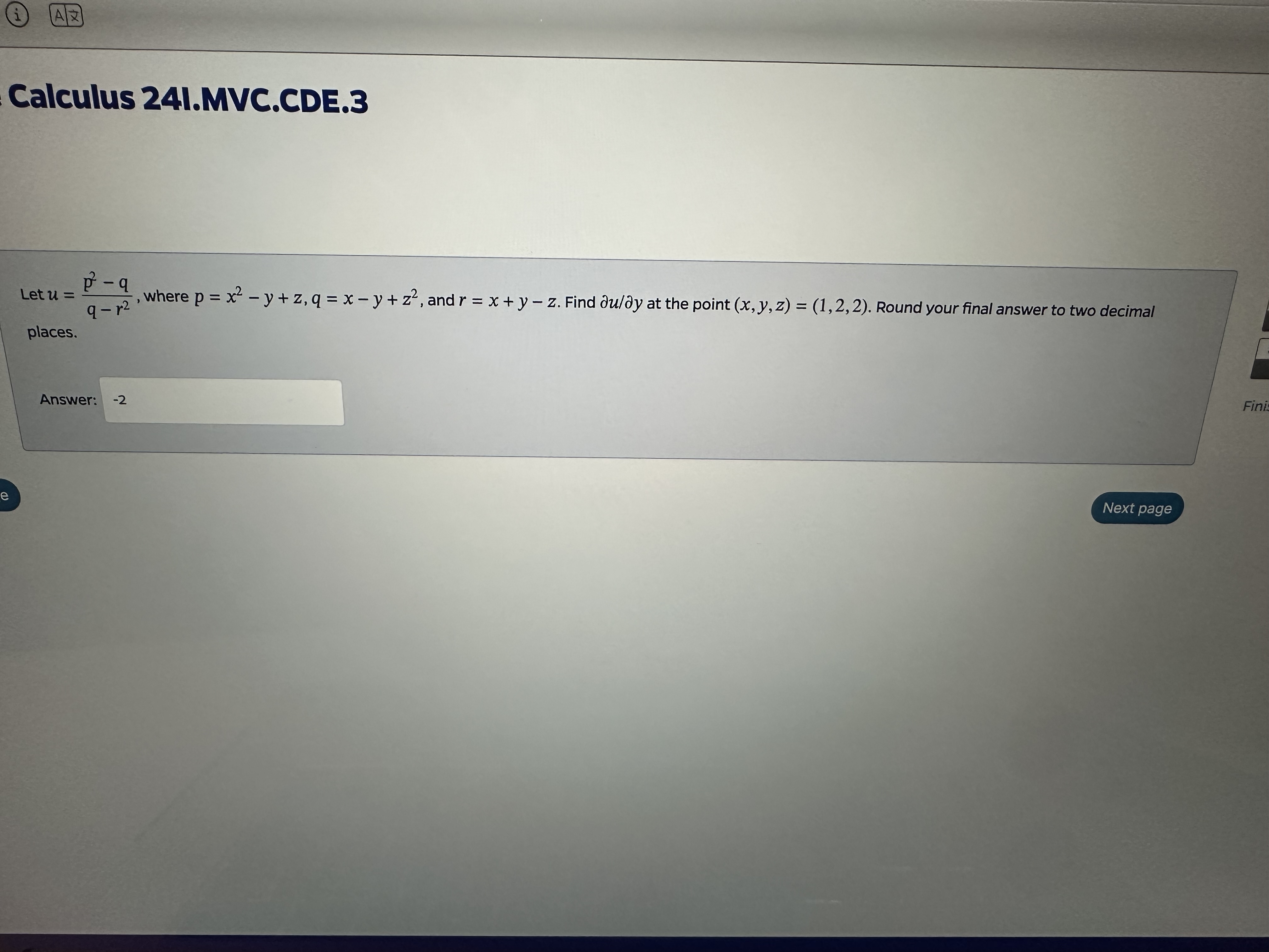 ( i ) A Calculus 2 4 I.MVC . CDE. 3 Let u = p 2 -