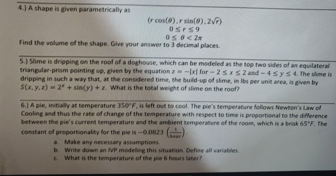 4 . ) A shape is given parametrically as ( : r c