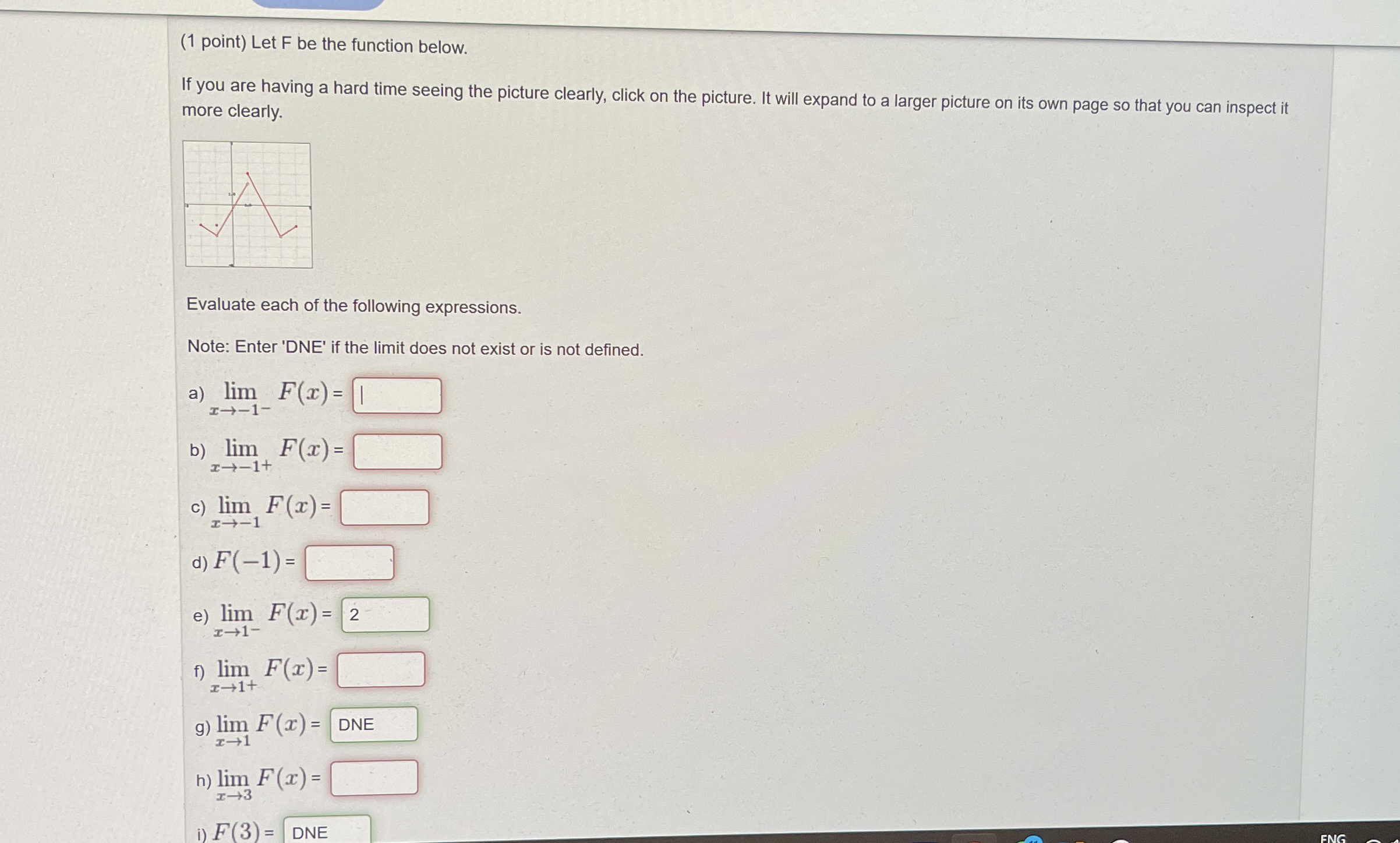 ( 1 point ) Below is the graph of the function f