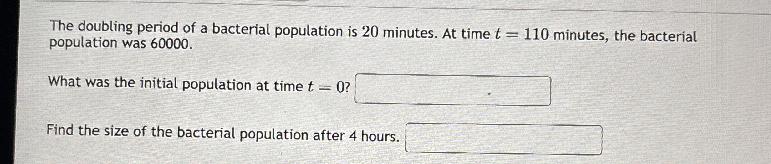 The doubling period of a bacterial population is