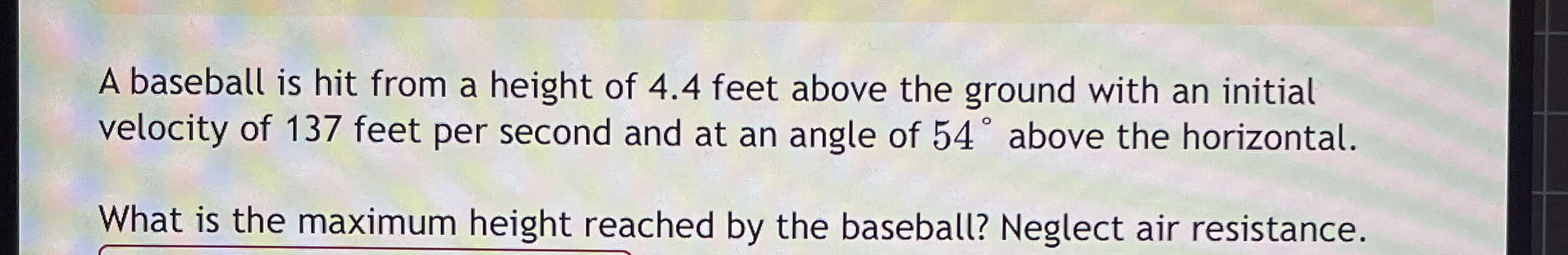 A baseball is hit from a height of 4 . 4 feet