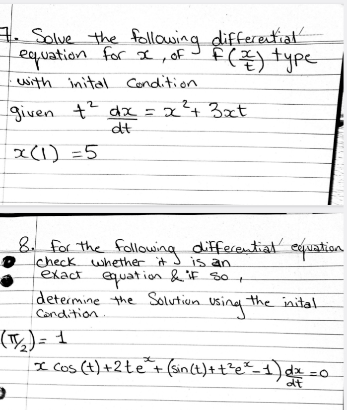 Solve the following differential' equation for x