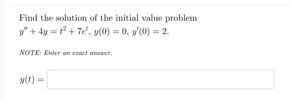 Find the solution of the initial value problem y