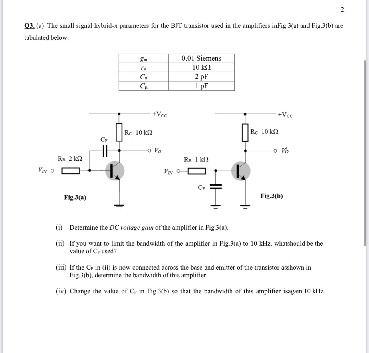 ( a ) The small signal hybrid - parameters for