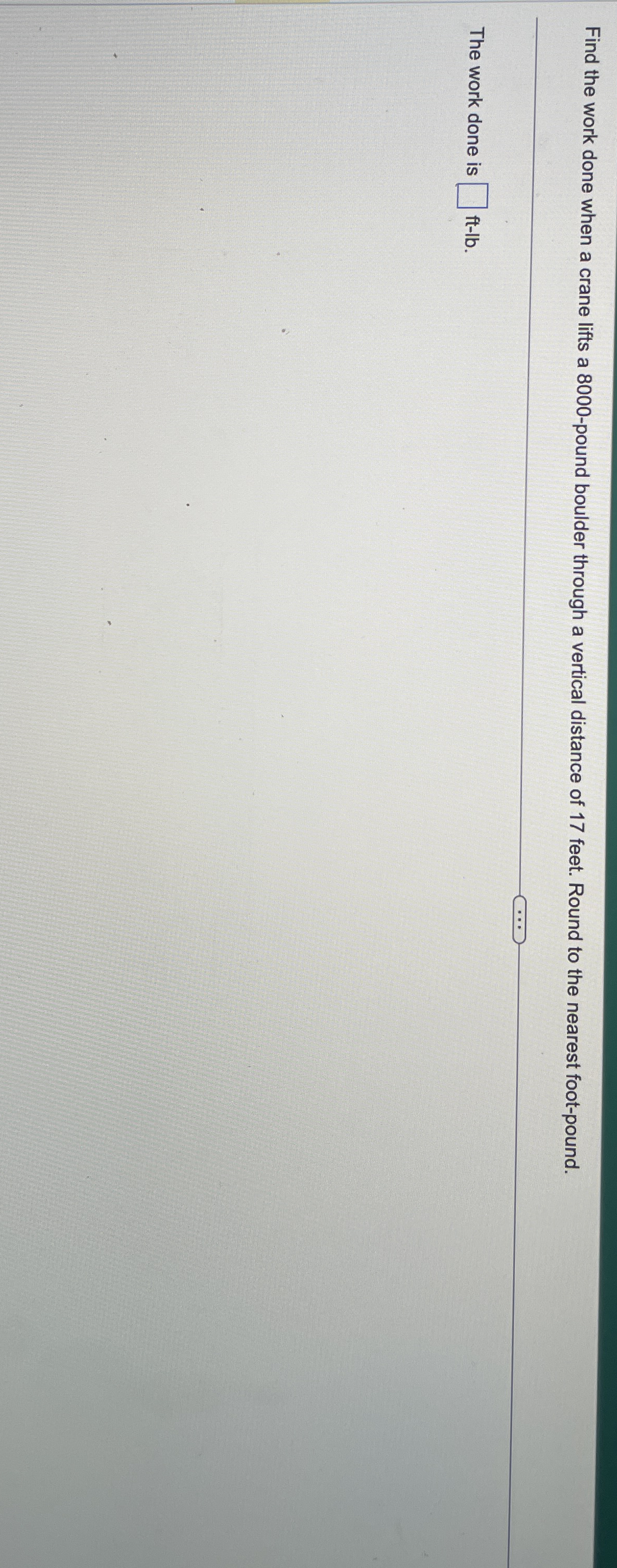 Find the work done when a crane lifts a 8 0 0 0 -