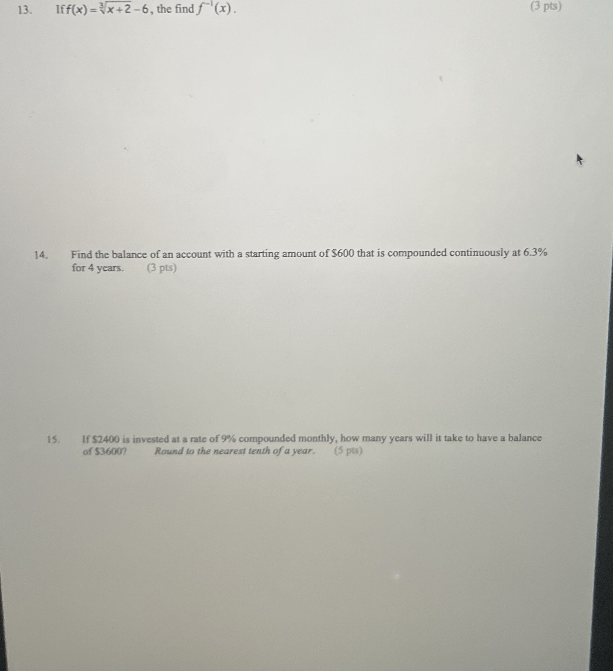If f ( x ) = x + 2 3 - 6 , the find f - 1 ( x ) .