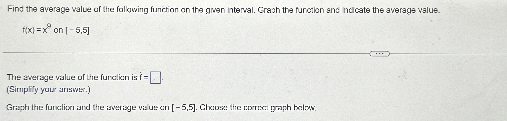 Find the average value of the following function