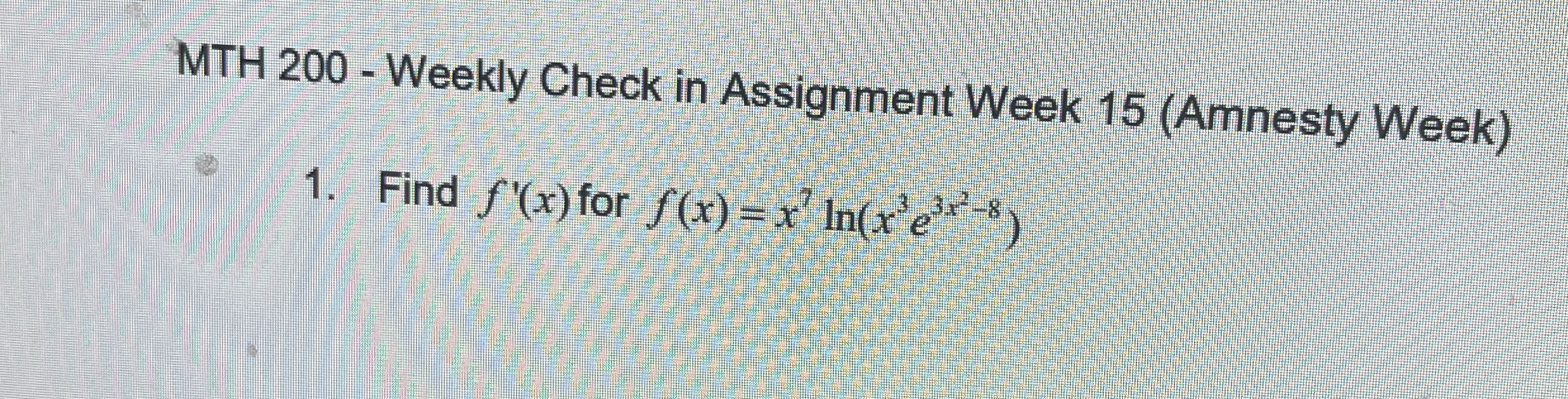 MTH 2 0 0 - Weekly Check in Assignment Week 1 5 (