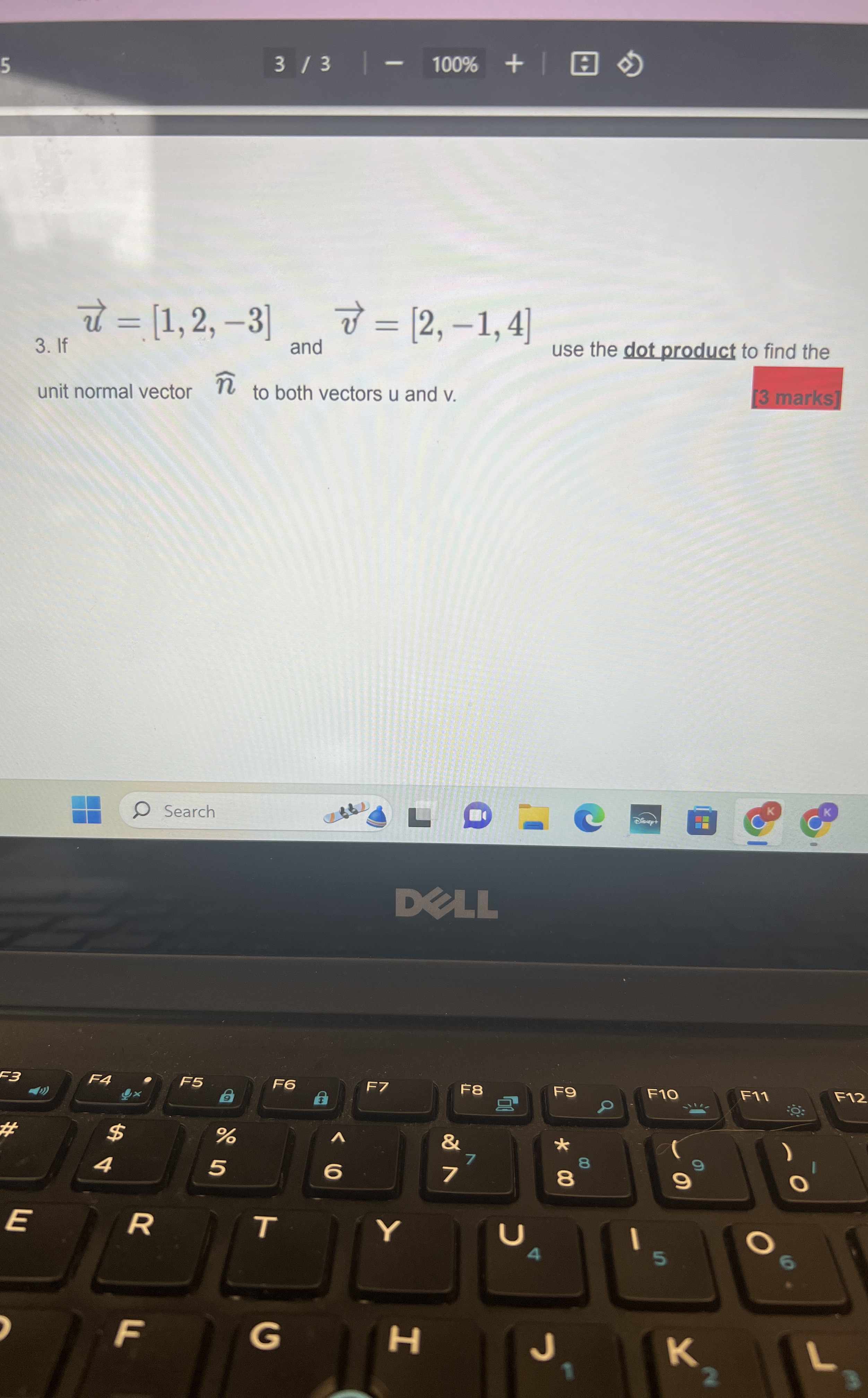 3 3 vec ( u ) = [ 1 , 2 , - 3 ] a n d vec ( v ) =