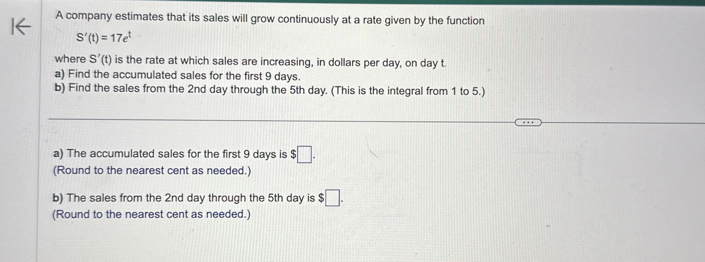 A company estimates that its sales will grow