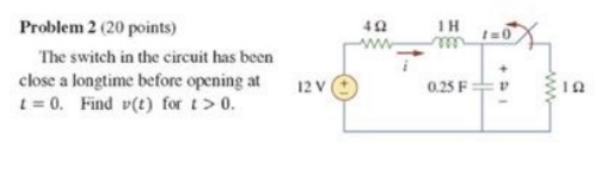 Problem 2 ( 2 0 points ) The switch in the