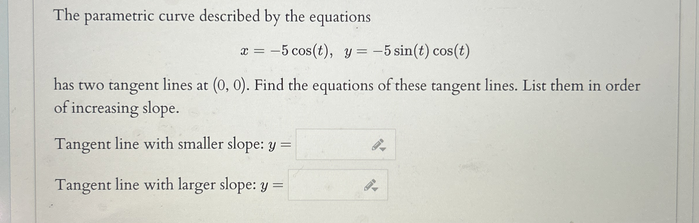 The parametric curve described by the equations x