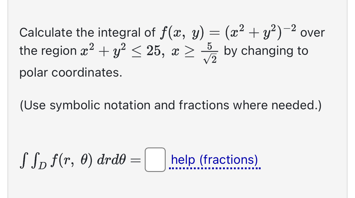 Calculate the integral of f ( x , y ) = ( x 2 + y