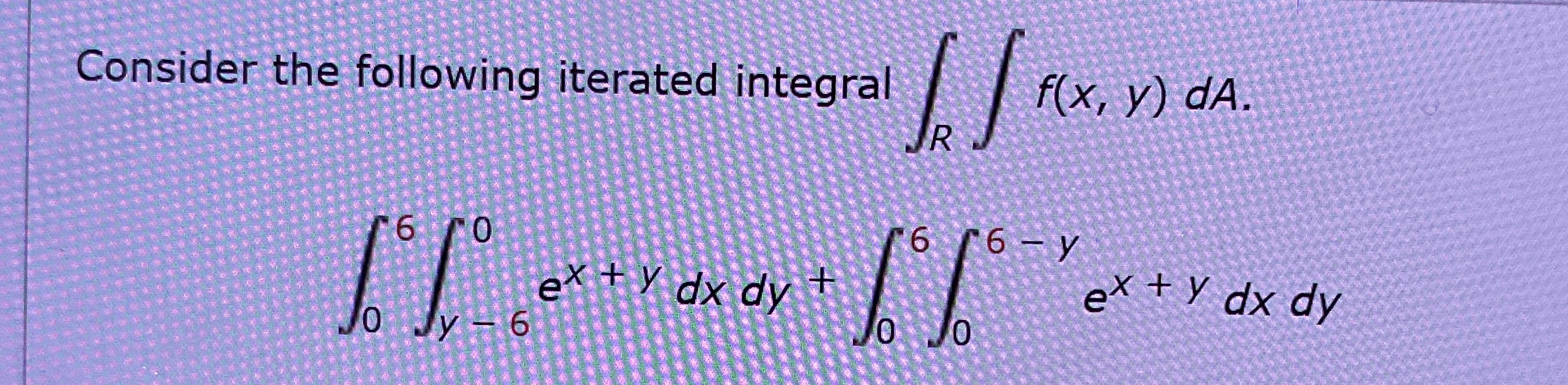 Consider the following iterated integral R f ( x