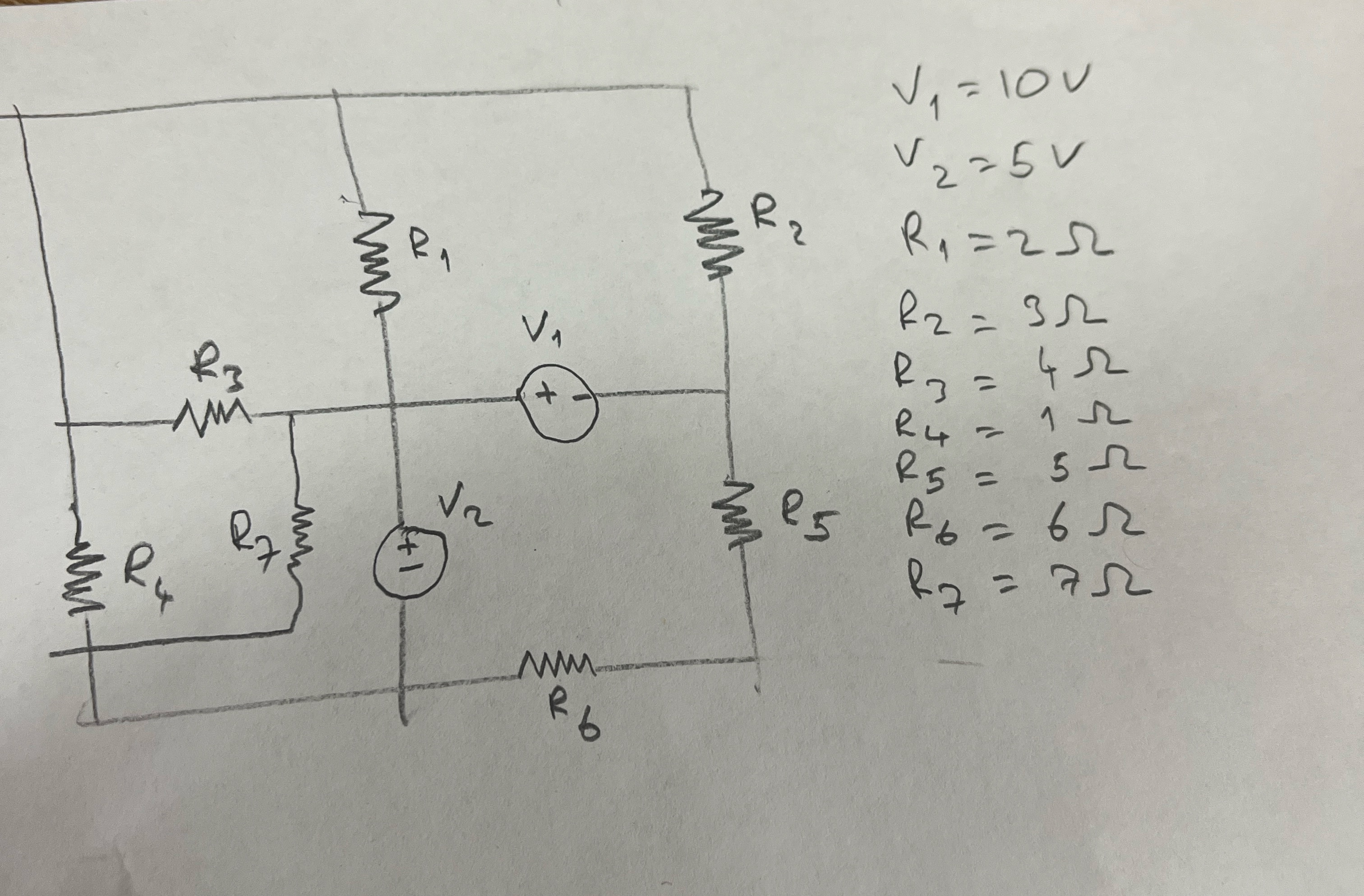 V 1 = 1 0 V V 2 = 5 V R 1 = 2 R 2 = 3 R 3 = 4 R 4