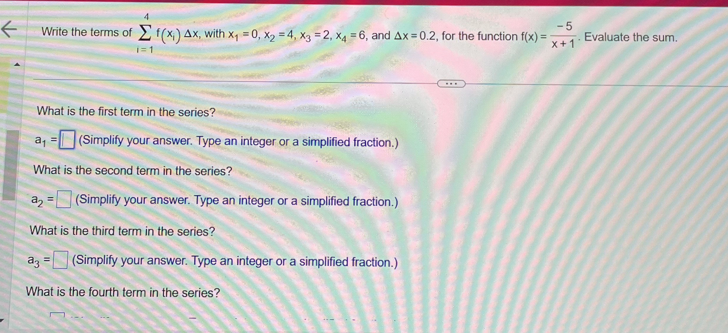 larr, Write the terms of i = 1 4 f ( x i ) x ,