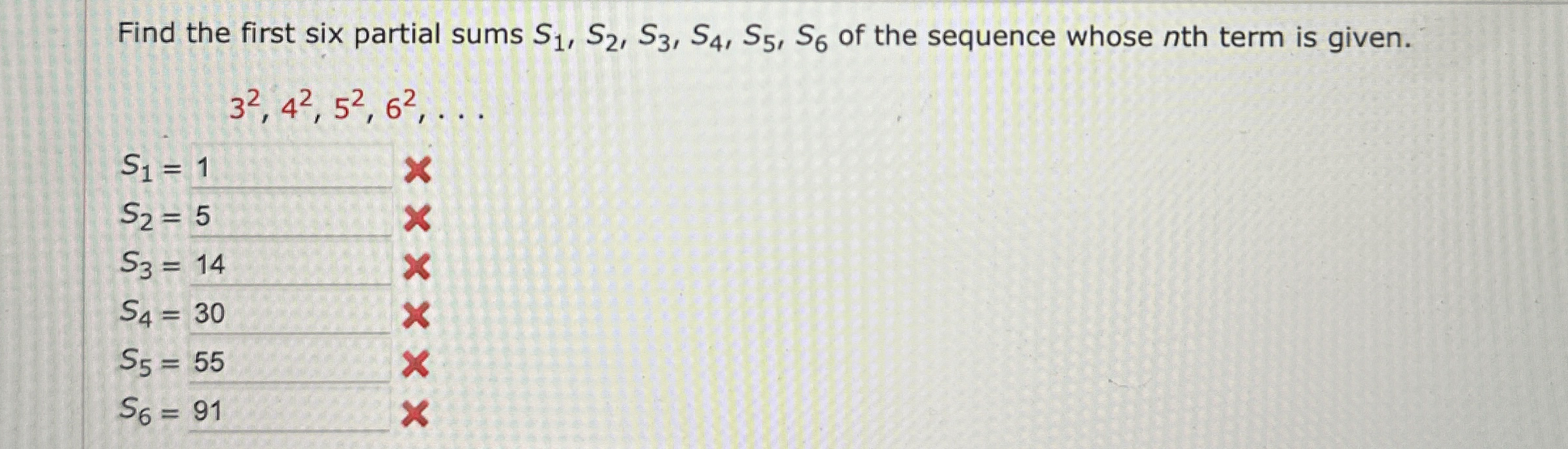 Find the first six partial sums S 1 , S 2 , S 3 ,
