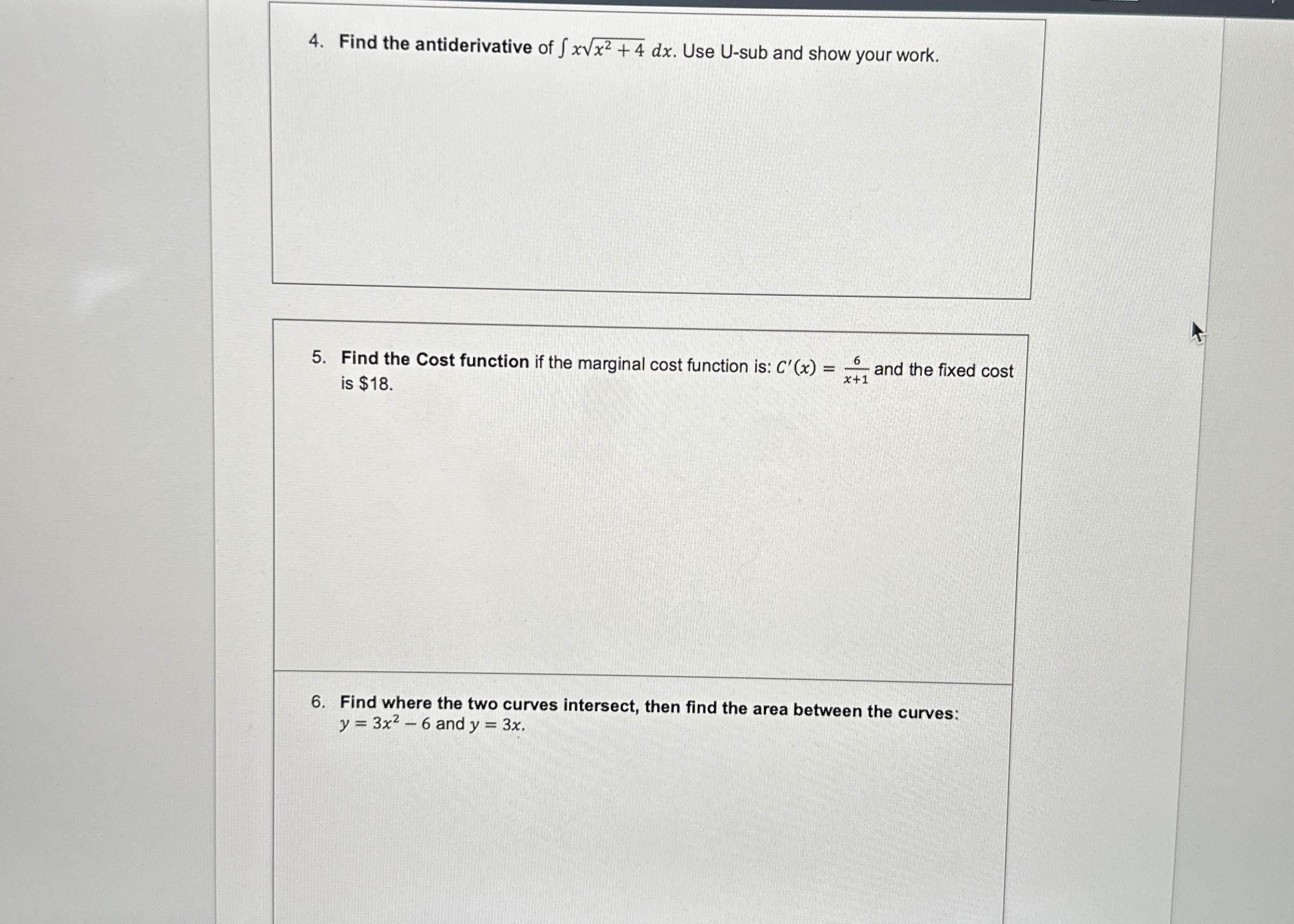Find the antiderivative of x x 2 + 4 2 d x . Use
