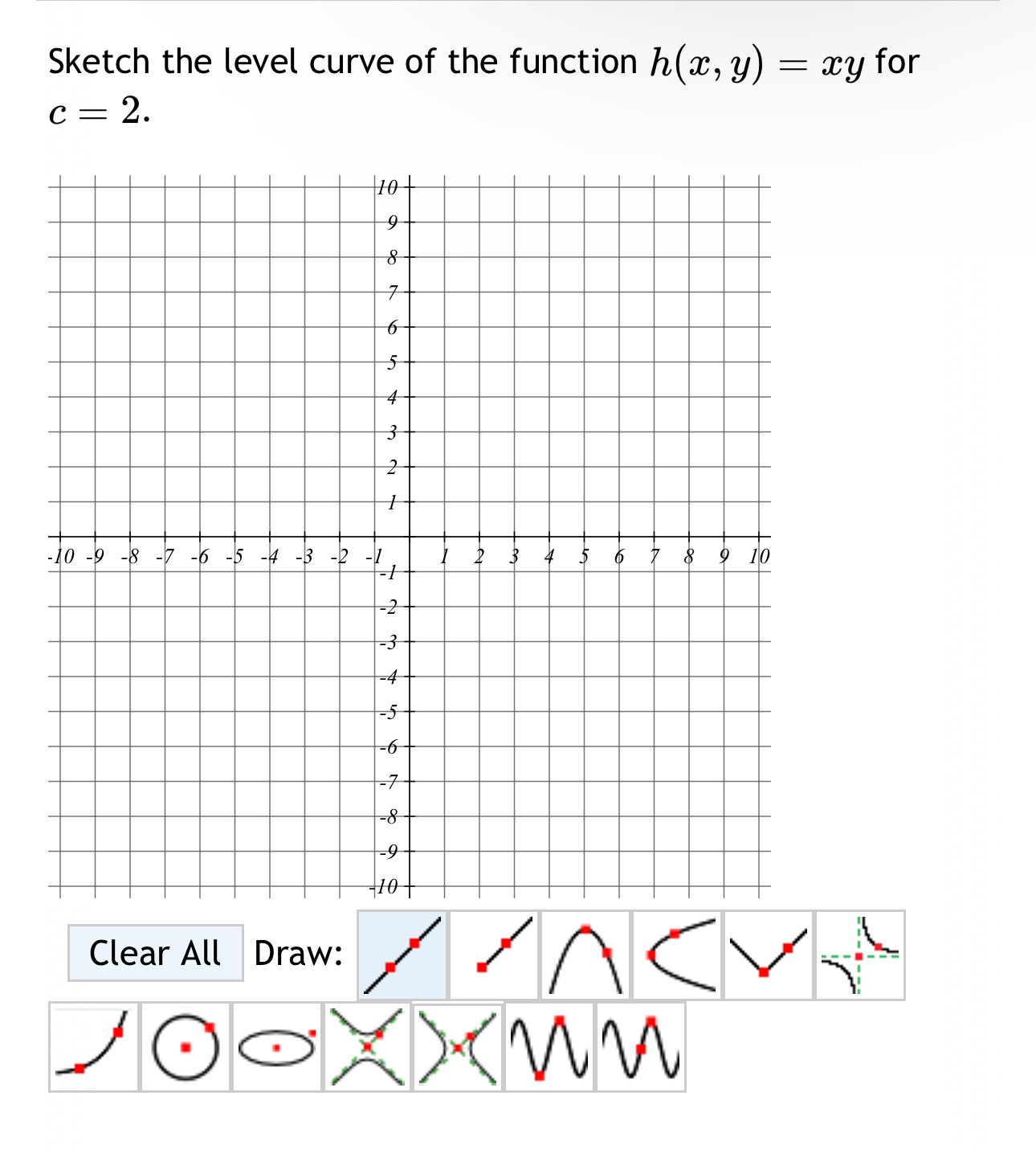 Sketch the level curve of the function h ( x , y