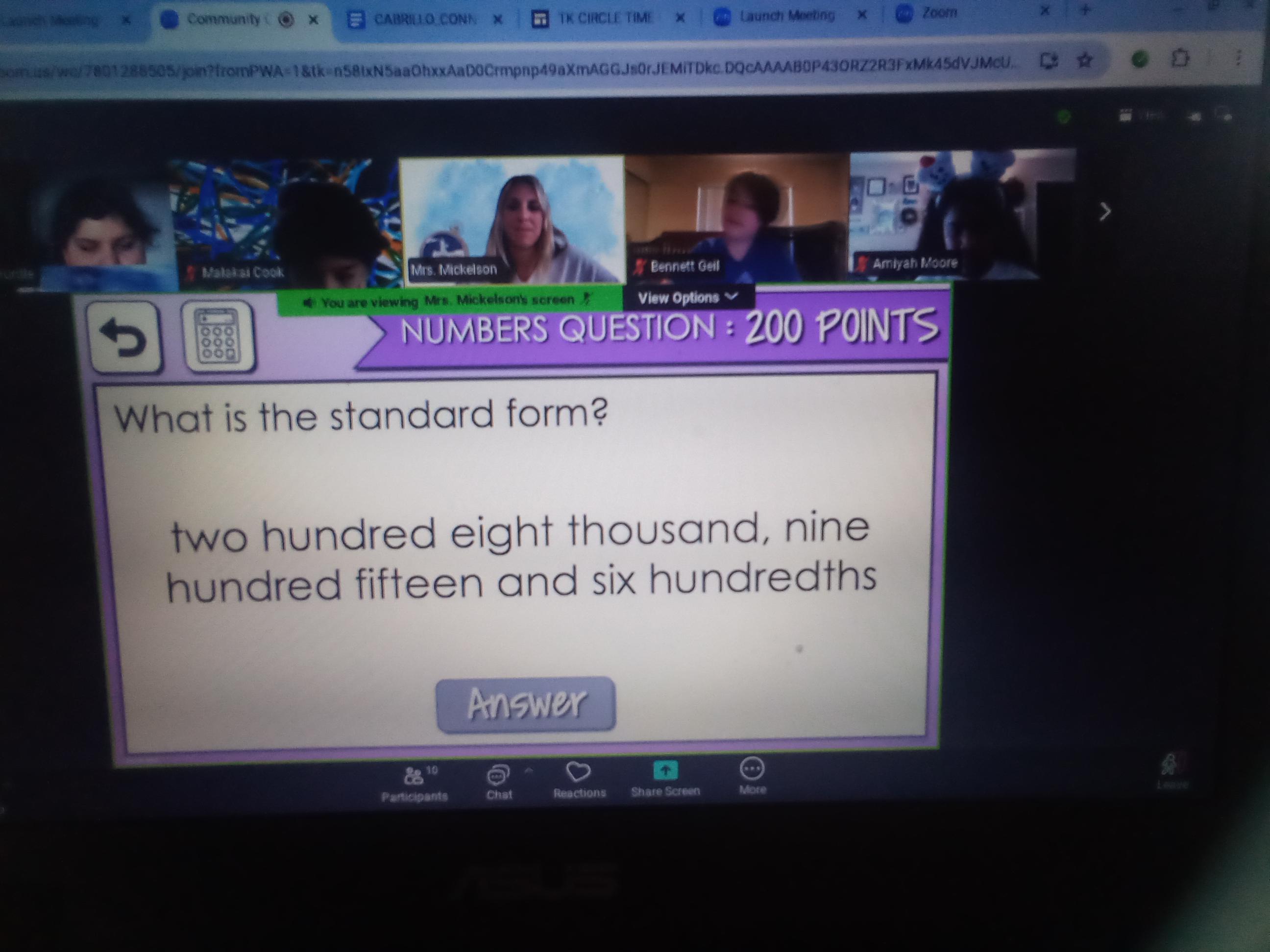 What is the standard form? two hundred eight