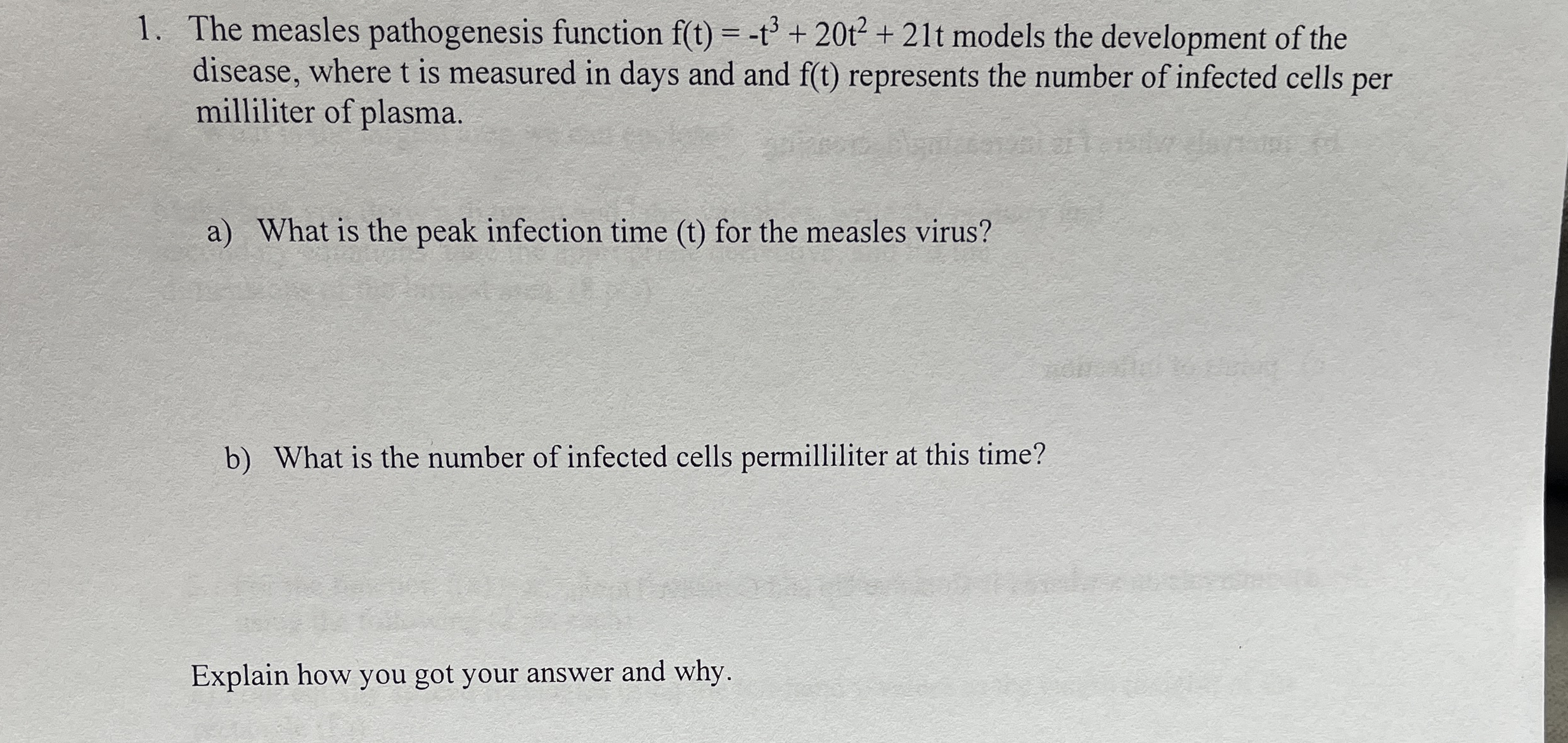 The measles pathogenesis function f ( t ) = - t 3