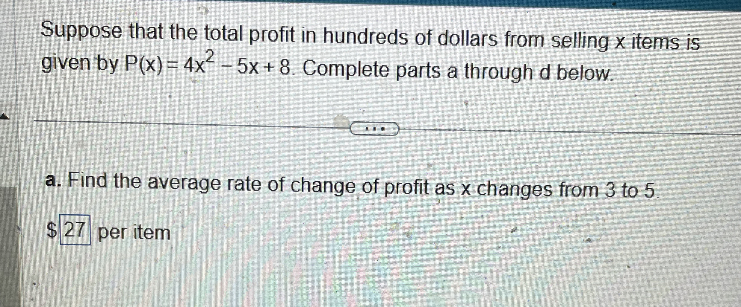 Suppose that the total profit in hundreds of
