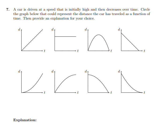 7 . A car is driven at a speed that is initially