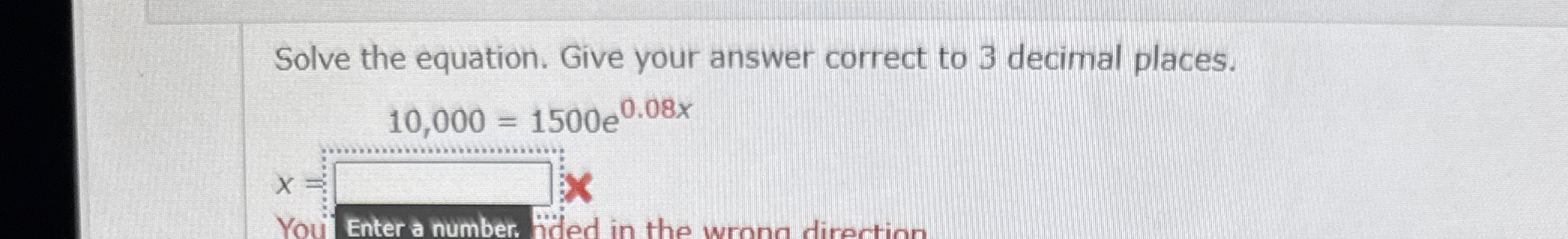 Solve the equation. Give your answer correct to 3