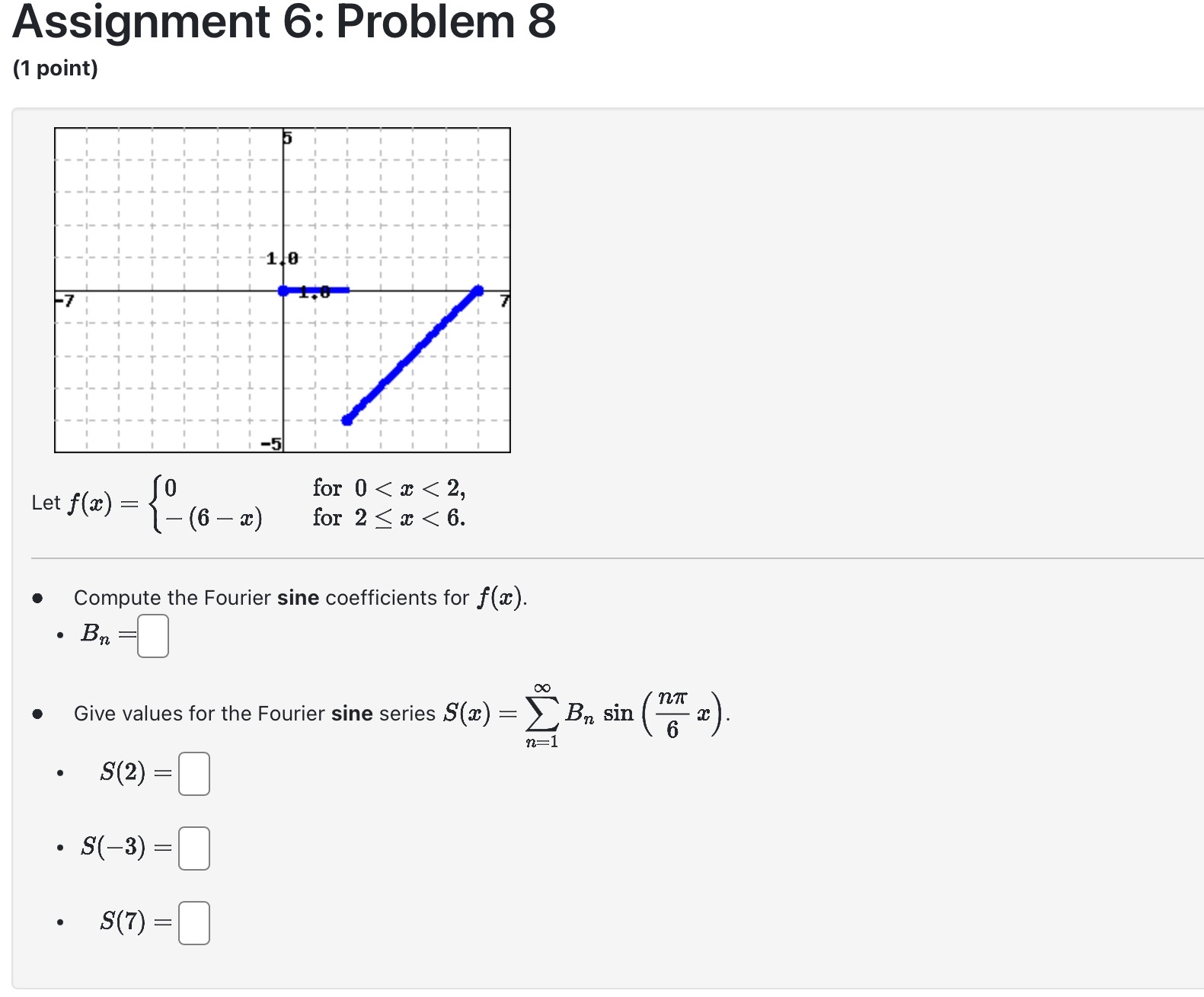 Assignment 6 : Problem 8 ( 1 point ) Let , f ( x