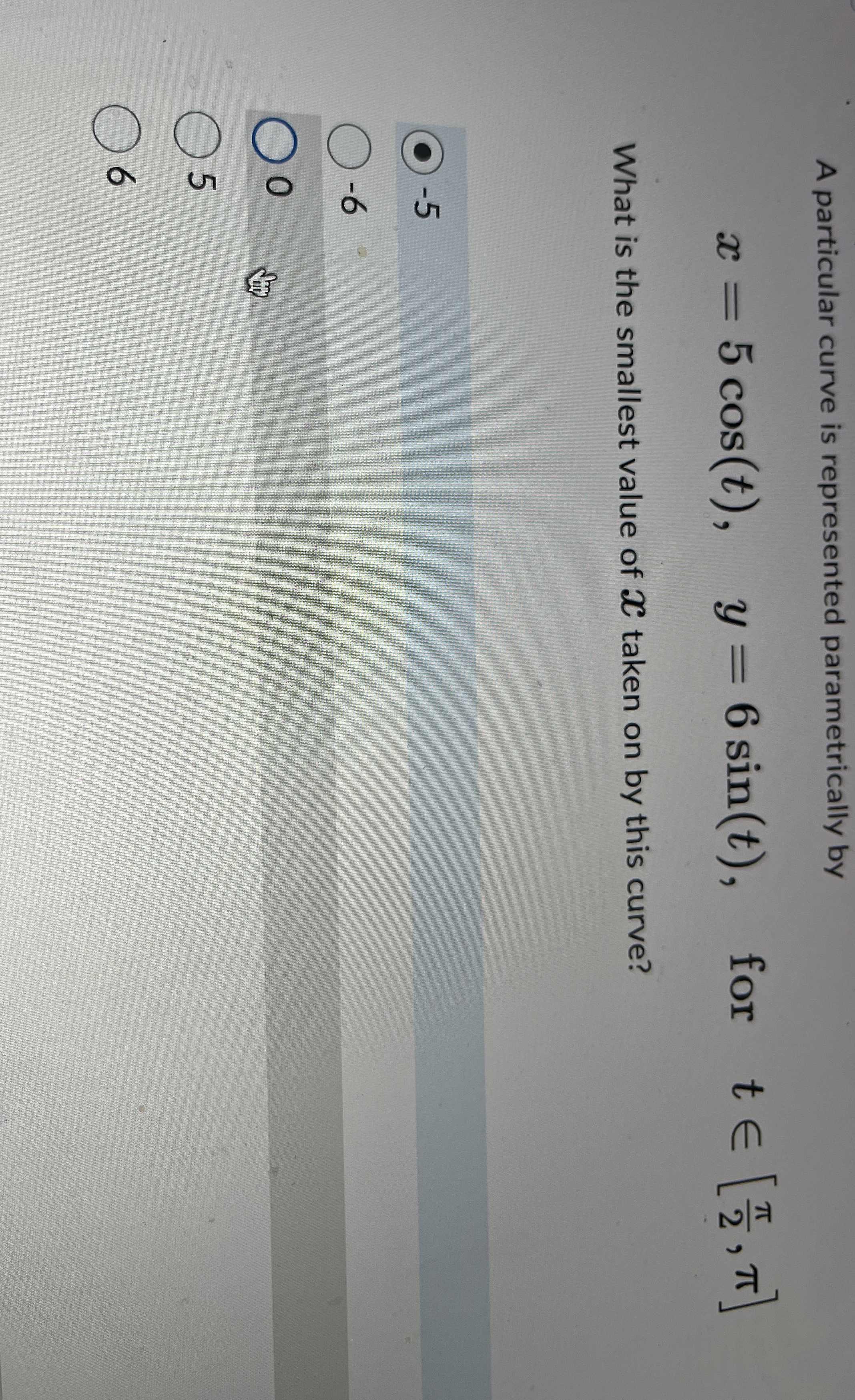A particular curve is represented parametrically