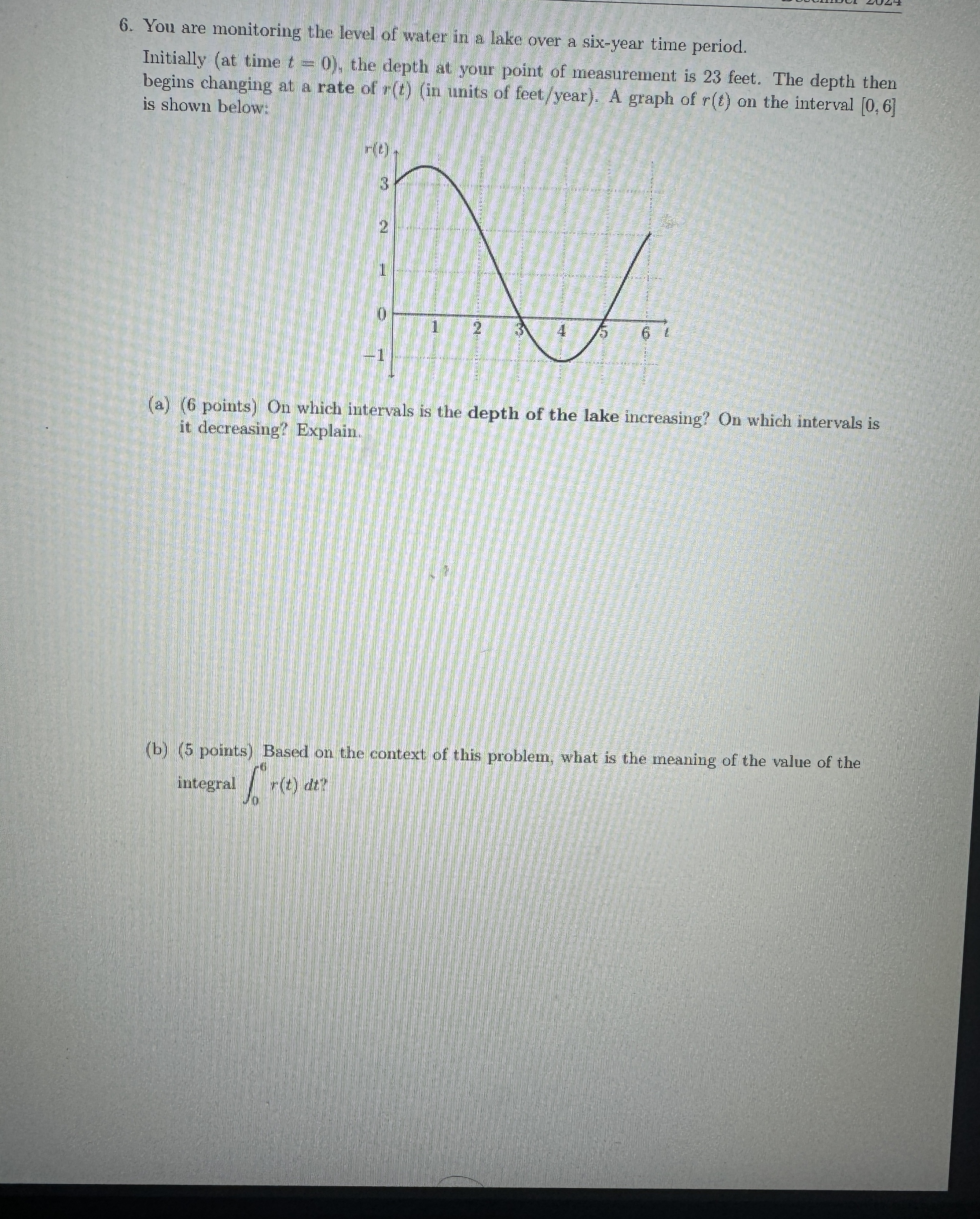 You are monitoring the level of water in a lake