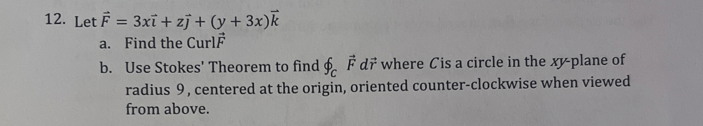 Let vec ( F ) = 3 xvec ( ) + zvec ( ) + ( y + 3 x