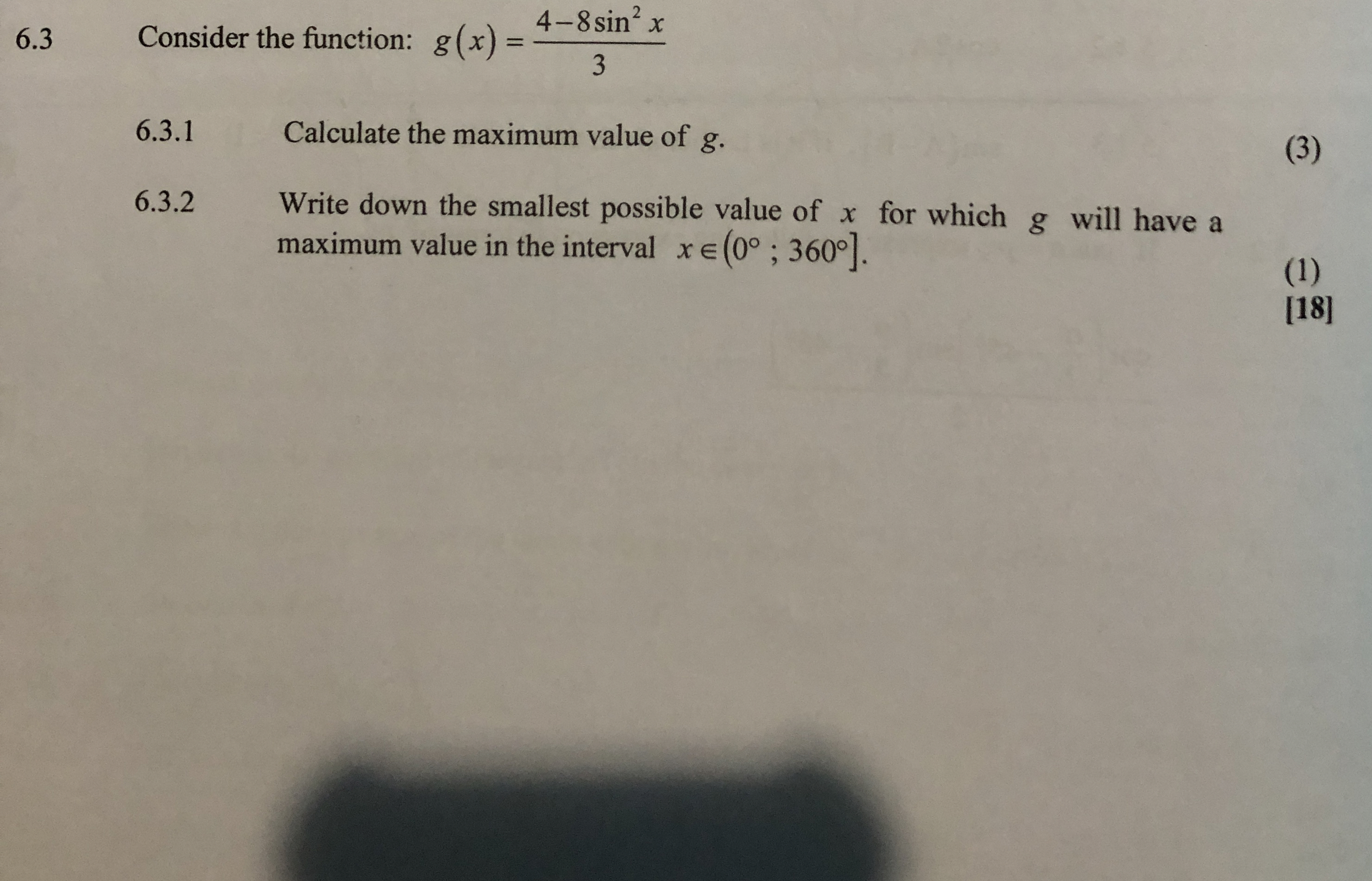 6 . 3 Consider the function: g ( x ) = 4 - 8 s i
