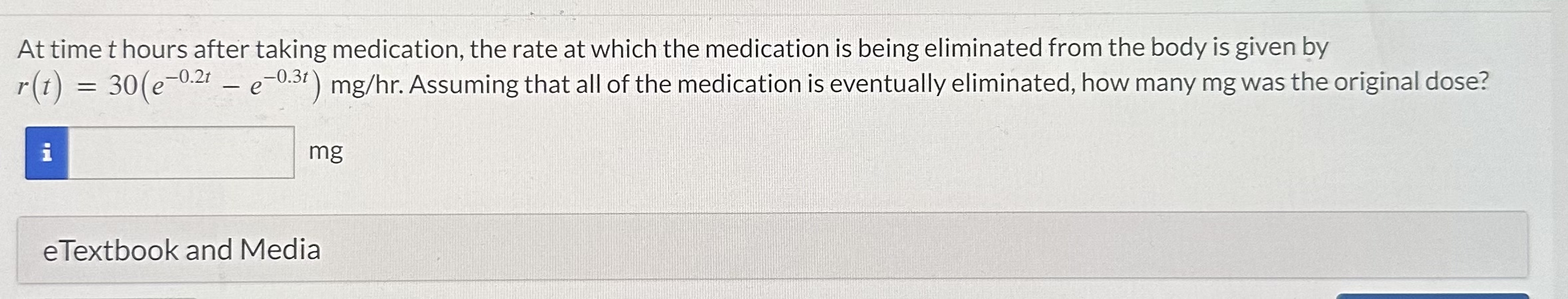 At time t hours after taking medication, the rate