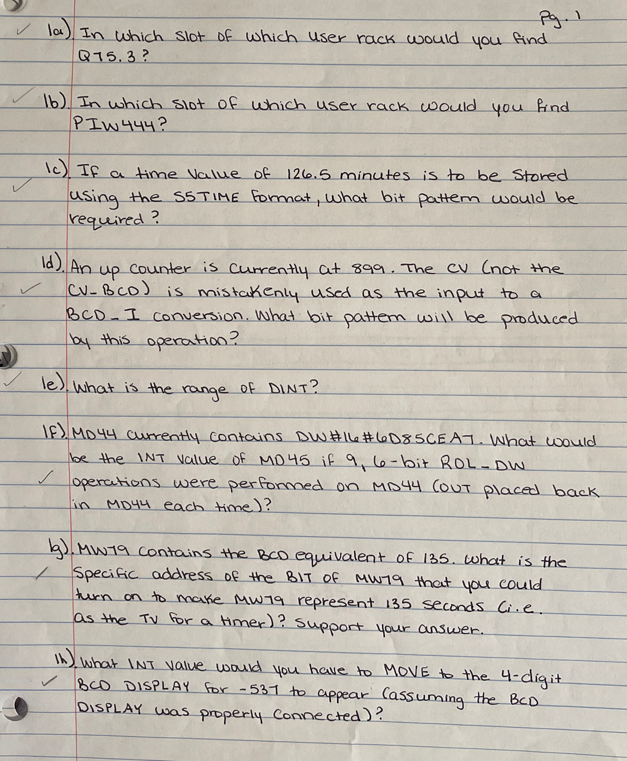 Pg . 1 1 a ) . In which slot of which user rack