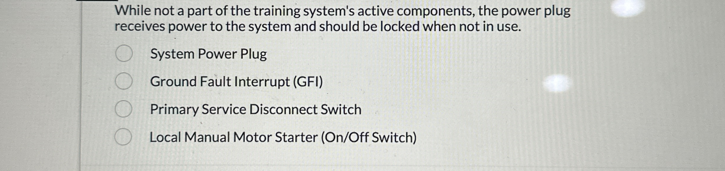 While not a part of the training system's active