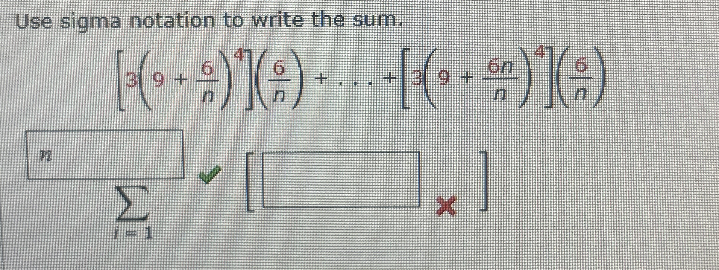[ 3 ( 9 + 6 / n ) ^ 4 ] ( 6 / n ) + . . . + [ 3 (