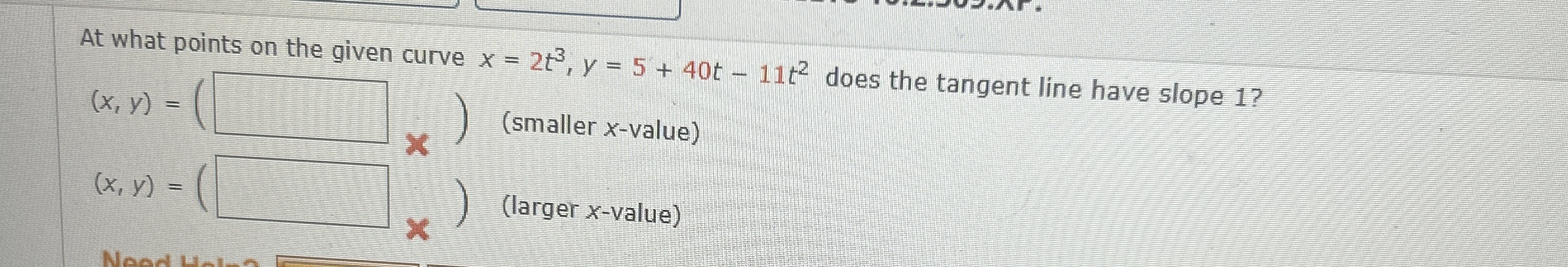 At what points on the given curve x = 2 t 3 , y =