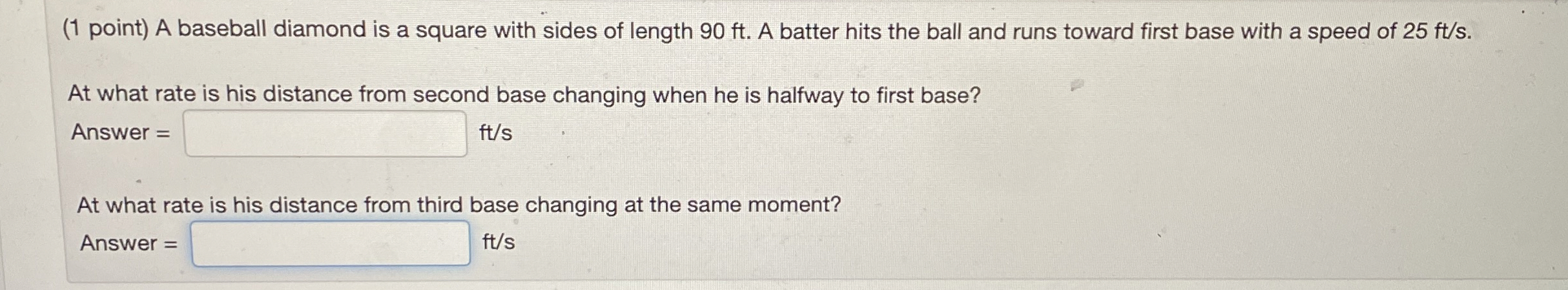 A baseball diamond is a square with sides of