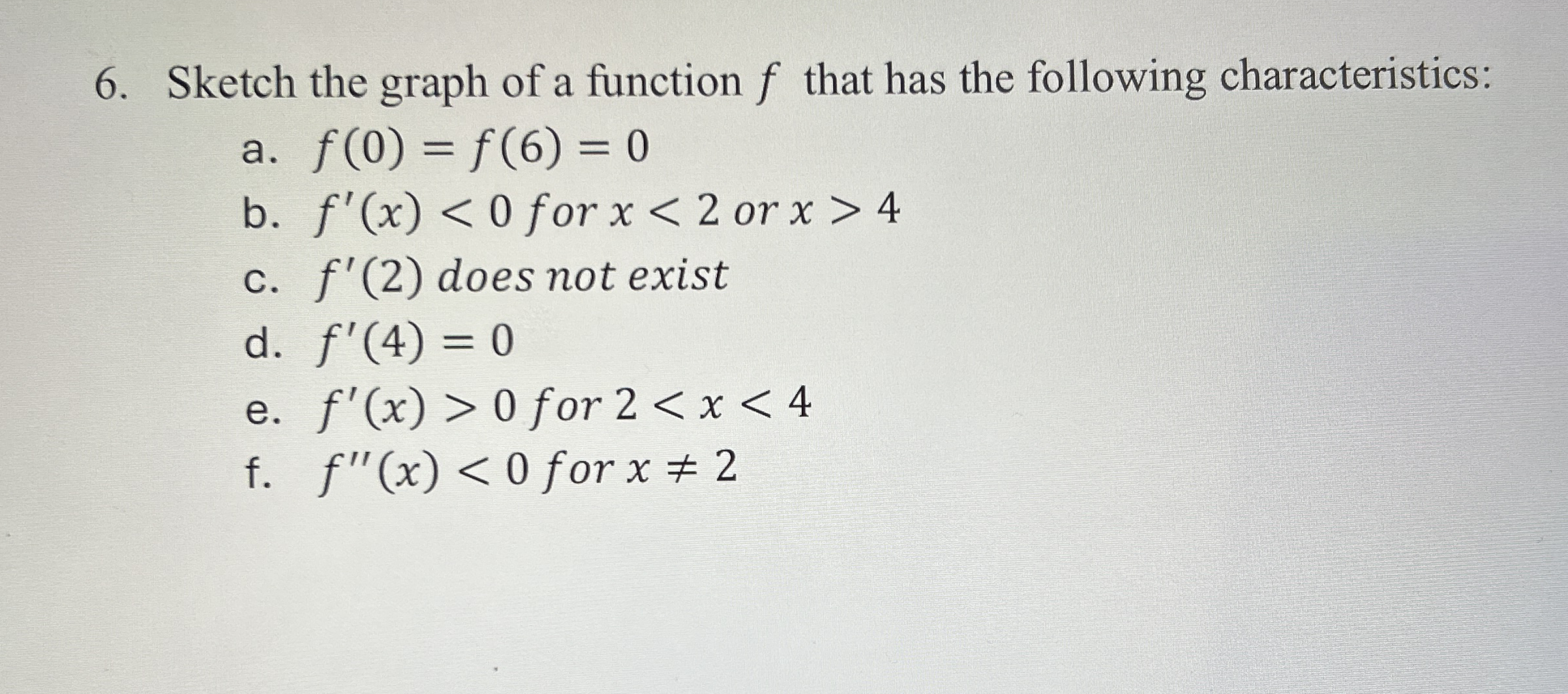 Sketch the graph of a function f that has the